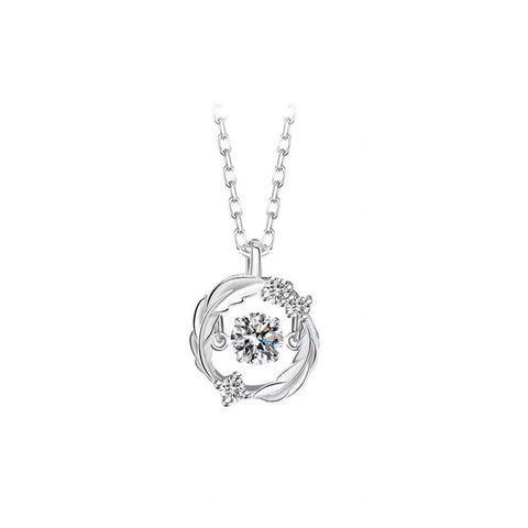 S925 Sterling Silver Moissanite Feather Necklace For Women