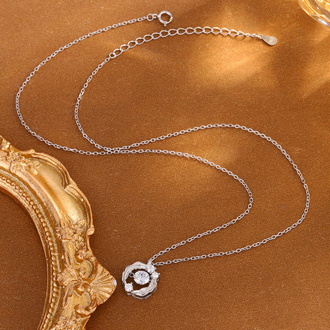 S925 Sterling Silver Moissanite Feather Necklace For Women