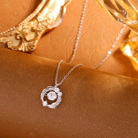 S925 Sterling Silver Moissanite Feather Necklace For Women
