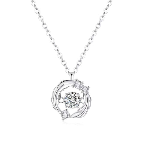 S925 Sterling Silver Moissanite Feather Necklace For Women