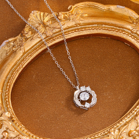 S925 Sterling Silver Moissanite Feather Necklace For Women